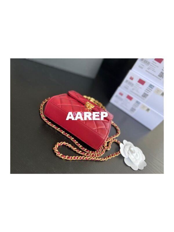 Replica Chanel Clutch With Chain in Lambskin with Enamel Handle AP2945 Bordeaux Red 6