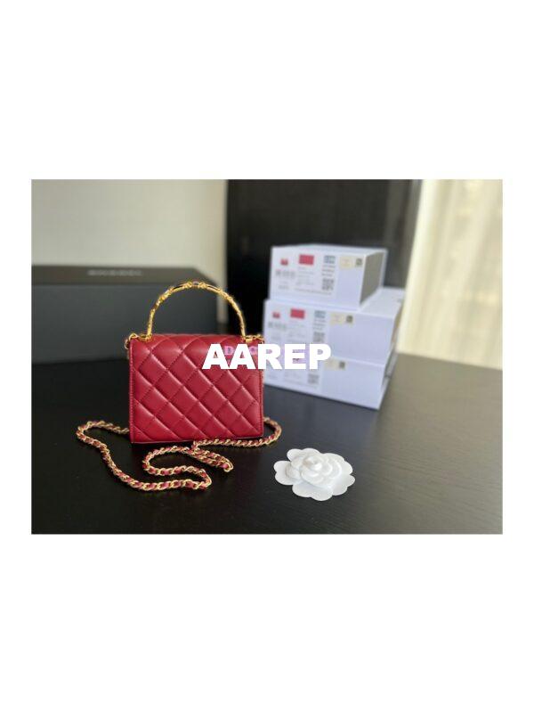 Replica Chanel Clutch With Chain in Lambskin with Enamel Handle AP2945 Bordeaux Red 7