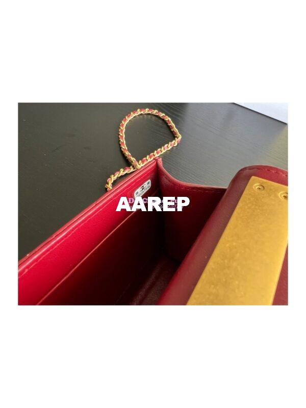Replica Chanel Clutch With Chain in Lambskin with Enamel Handle AP2945 Bordeaux Red 10