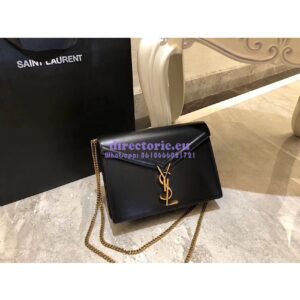 Replica YSL Saint Laurent Cassandra Monogram Clasp Bag In Smooth Leather Black