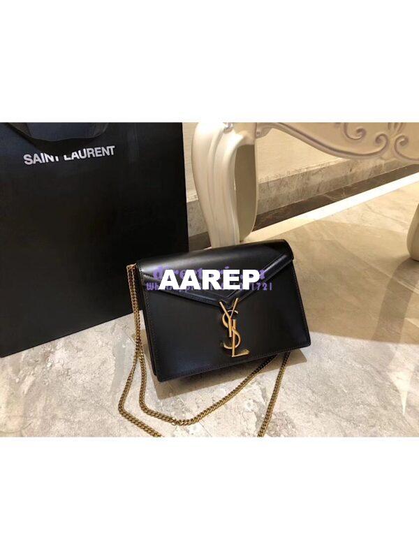 Replica YSL Saint Laurent Cassandra Monogram Clasp Bag In Smooth Leather Black