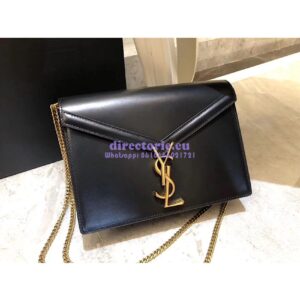 Replica YSL Saint Laurent Cassandra Monogram Clasp Bag In Smooth Leather Black 2