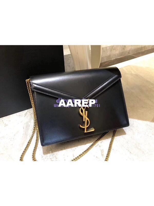 Replica YSL Saint Laurent Cassandra Monogram Clasp Bag In Smooth Leather Black 2