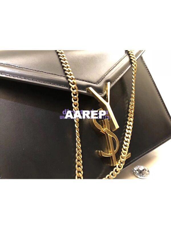 Replica YSL Saint Laurent Cassandra Monogram Clasp Bag In Smooth Leather Black 7
