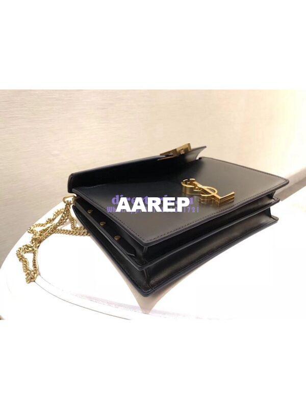 Replica YSL Saint Laurent Cassandra Monogram Clasp Bag In Smooth Leather Black 8