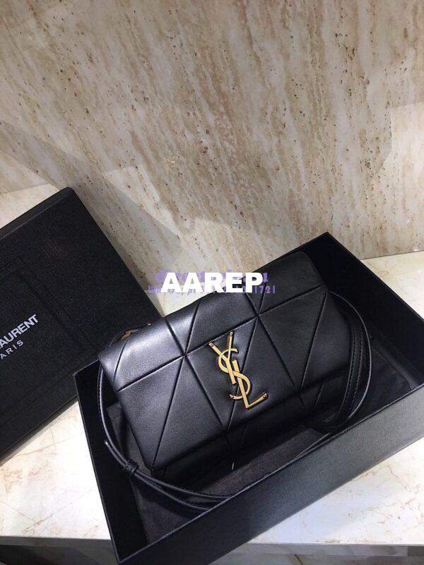 Replica YSL Saint Laurent Jamie Chain Wallet "Carré Rive Gauche " In Lambskin Black