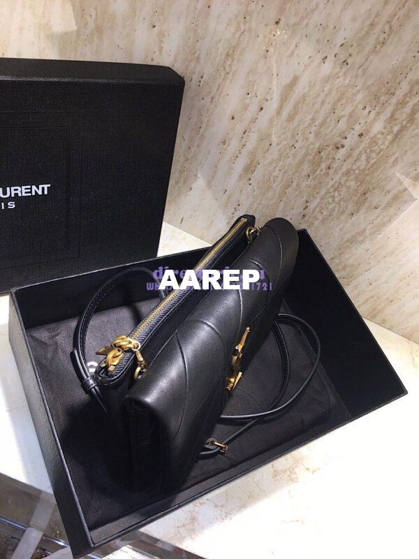 Replica YSL Saint Laurent Jamie Chain Wallet "Carré Rive Gauche " In Lambskin Black 3