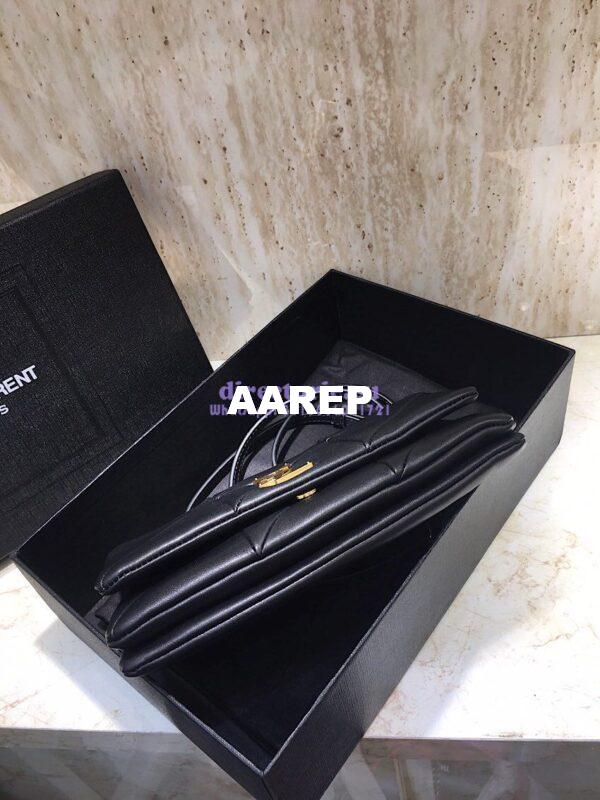 Replica YSL Saint Laurent Jamie Chain Wallet "Carré Rive Gauche " In Lambskin Black 4
