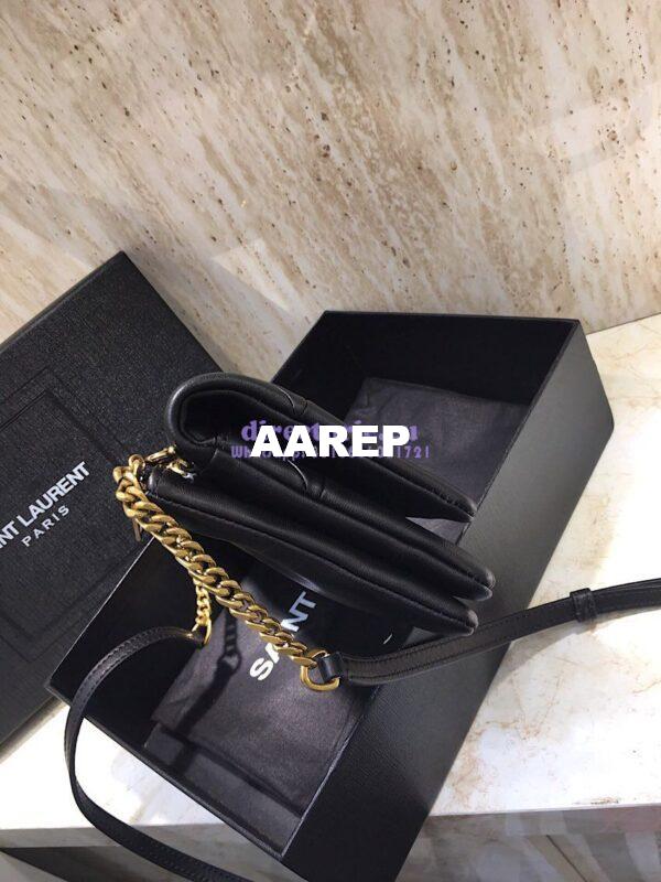 Replica YSL Saint Laurent Jamie Chain Wallet "Carré Rive Gauche " In Lambskin Black 5