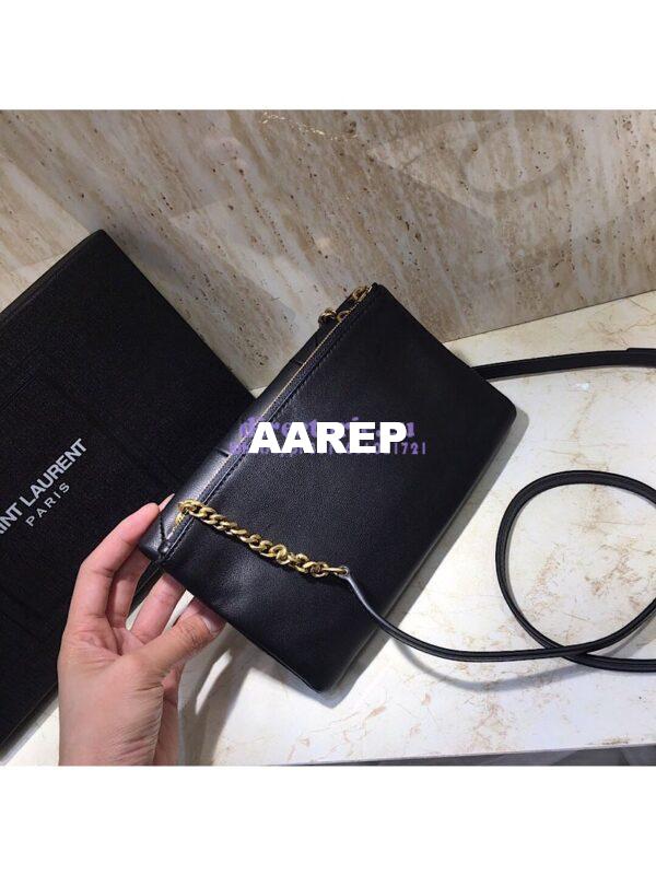 Replica YSL Saint Laurent Jamie Chain Wallet "Carré Rive Gauche " In Lambskin Black 6