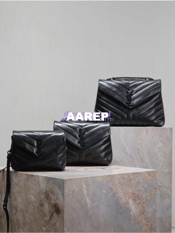 Replica YSL Saint Laurent Medium Loulou Bag In Black "Y" Matelassé Leather 459749 Black Hardware 3