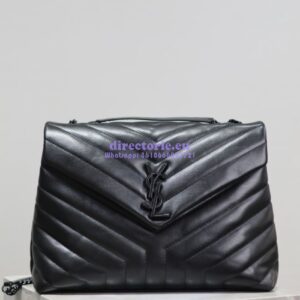 Replica YSL Saint Laurent Medium Loulou Bag In Black "Y" Matelassé Leather 459749 Black Hardware 2