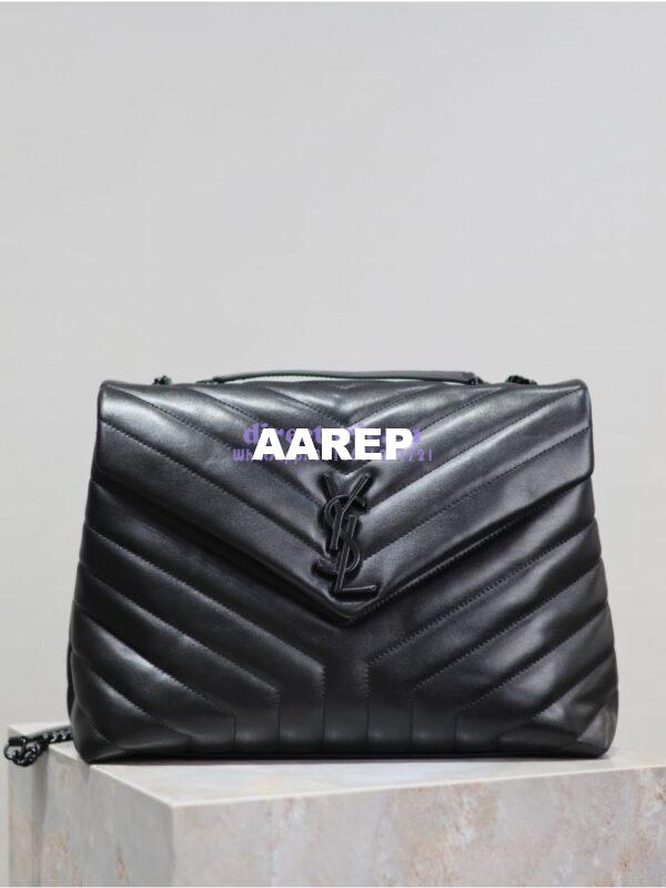 Replica YSL Saint Laurent Medium Loulou Bag In Black "Y" Matelassé Leather 459749 Black Hardware 4