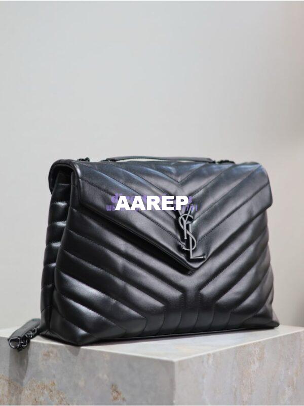 Replica YSL Saint Laurent Medium Loulou Bag In Black "Y" Matelassé Leather 459749 Black Hardware 5