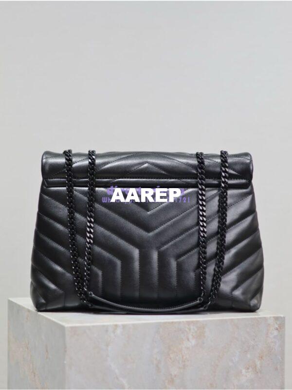 Replica YSL Saint Laurent Medium Loulou Bag In Black "Y" Matelassé Leather 459749 Black Hardware 20