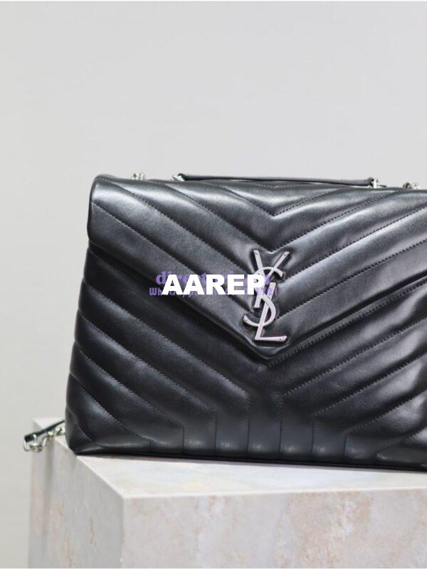 Replica YSL Saint Laurent Medium Loulou Bag In Black "Y" Matelassé Leather 459749 Silver Hardware 7