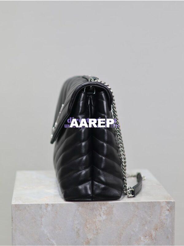 Replica YSL Saint Laurent Medium Loulou Bag In Black "Y" Matelassé Leather 459749 Silver Hardware 9