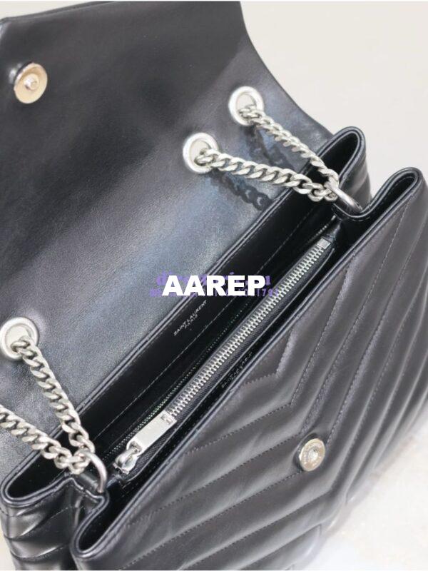Replica YSL Saint Laurent Medium Loulou Bag In Black "Y" Matelassé Leather 459749 Silver Hardware 16