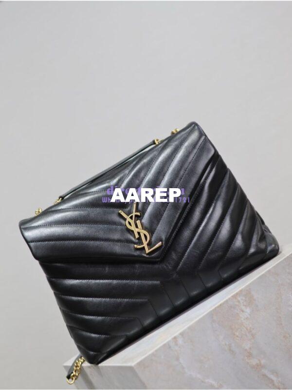 Replica YSL Saint Laurent Medium Loulou Bag In Black "Y" Matelassé Leather 459749 Gold Hardware 3