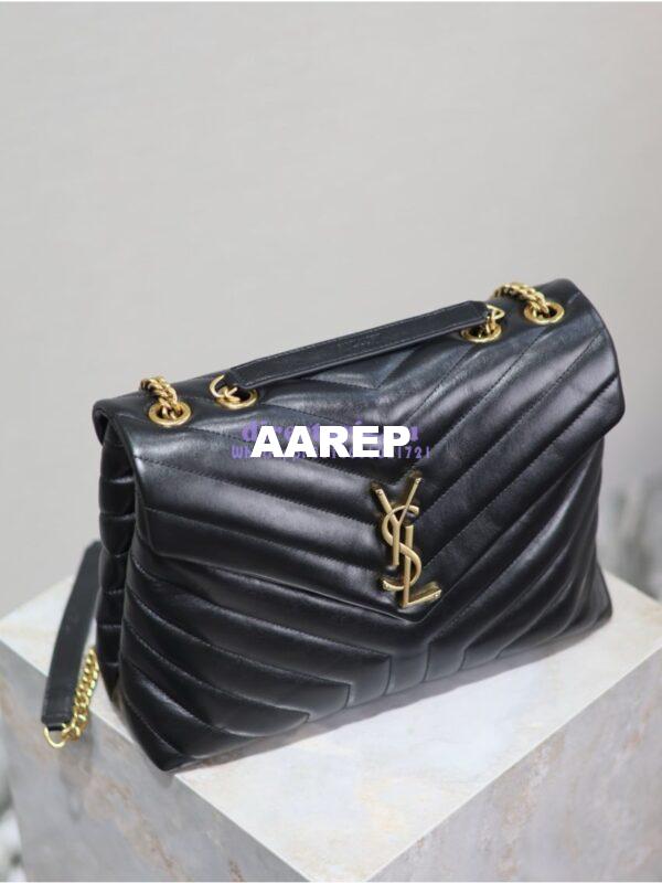Replica YSL Saint Laurent Medium Loulou Bag In Black "Y" Matelassé Leather 459749 Gold Hardware 5