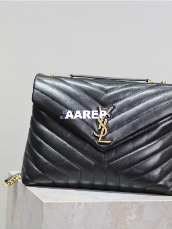 Replica YSL Saint Laurent Medium Loulou Bag In Black "Y" Matelassé Leather 459749 Gold Hardware 6