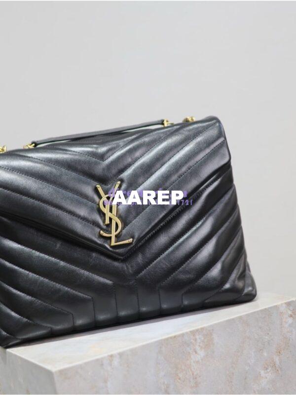 Replica YSL Saint Laurent Medium Loulou Bag In Black "Y" Matelassé Leather 459749 Gold Hardware 7