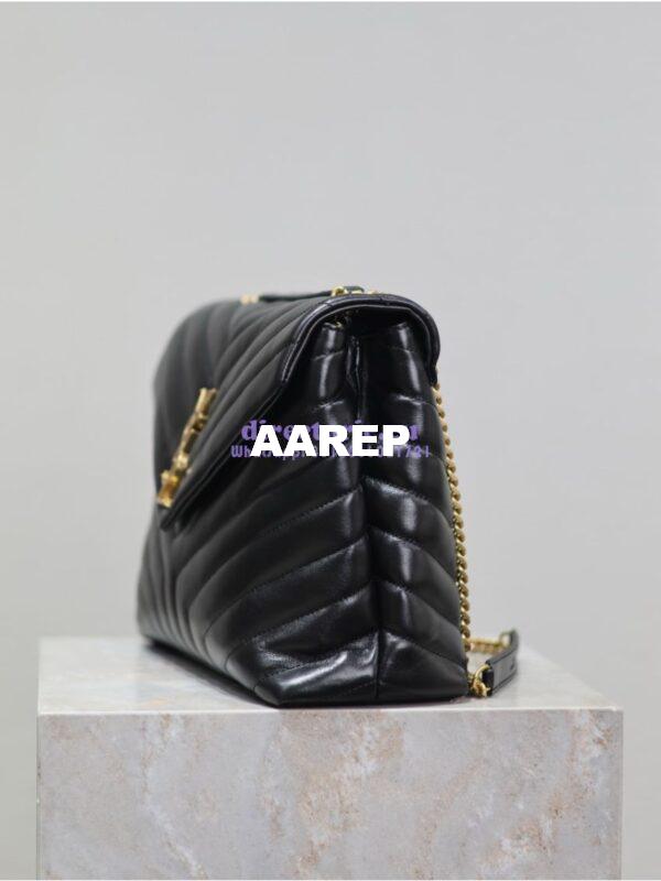 Replica YSL Saint Laurent Medium Loulou Bag In Black "Y" Matelassé Leather 459749 Gold Hardware 9