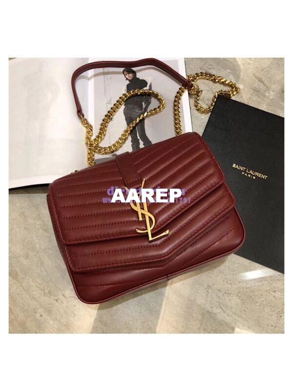 Replica YSL Saint Laurent Sulpice Small In Matelassé Leather Dark Red 4