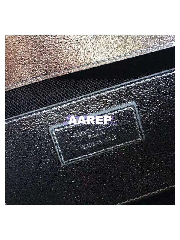 Replica YSL Saint Laurent Classic Monogram Clutch In Grain Metallic Leather Silver 7