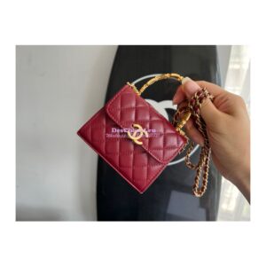 Replica Chanel Clutch With Chain in Lambskin with Enamel Handle AP2944 Bordeaux Red