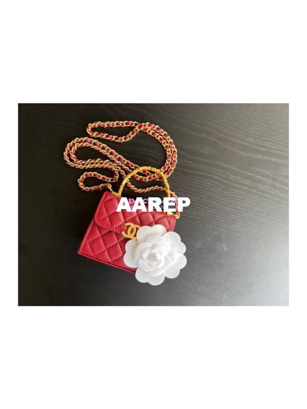 Replica Chanel Clutch With Chain in Lambskin with Enamel Handle AP2944 Bordeaux Red 5