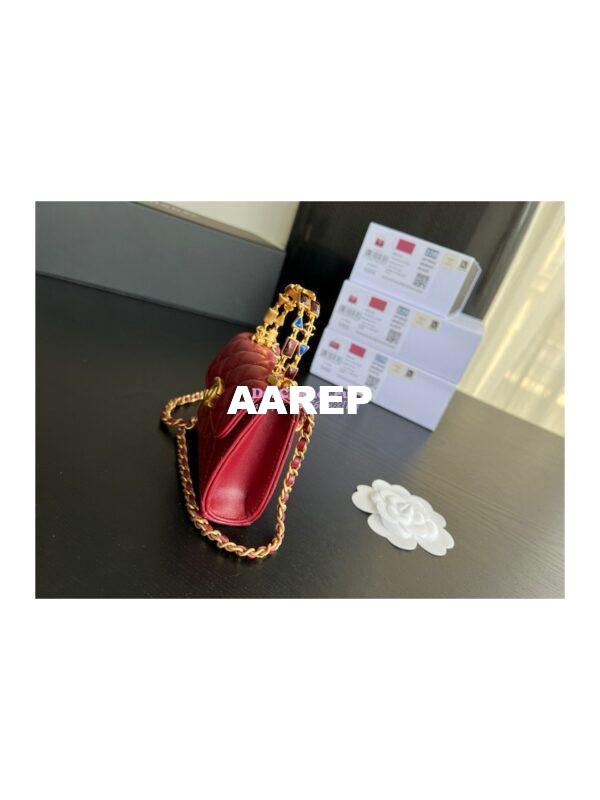 Replica Chanel Clutch With Chain in Lambskin with Enamel Handle AP2944 Bordeaux Red 6
