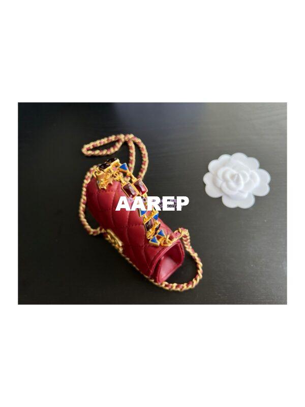 Replica Chanel Clutch With Chain in Lambskin with Enamel Handle AP2944 Bordeaux Red 7