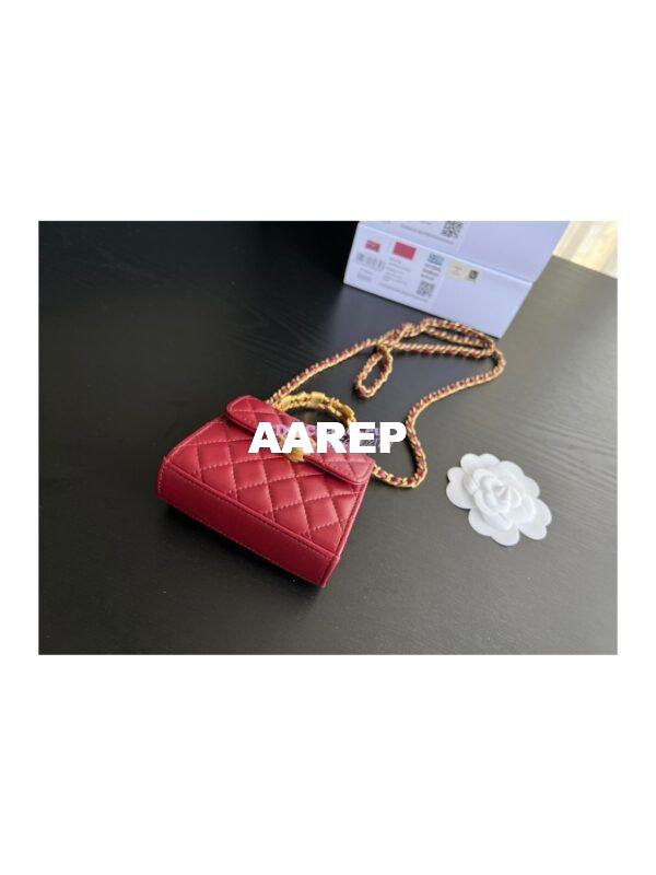 Replica Chanel Clutch With Chain in Lambskin with Enamel Handle AP2944 Bordeaux Red 8