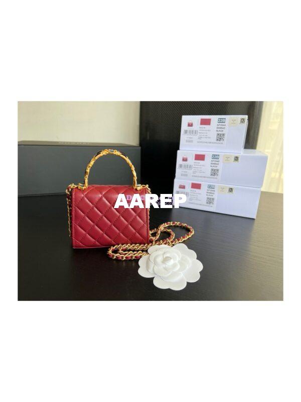 Replica Chanel Clutch With Chain in Lambskin with Enamel Handle AP2944 Bordeaux Red 9