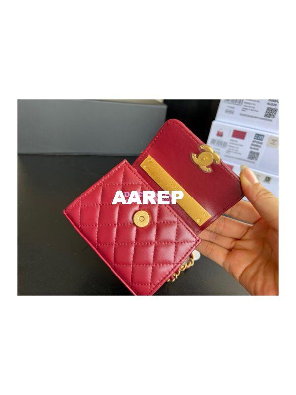 Replica Chanel Clutch With Chain in Lambskin with Enamel Handle AP2944 Bordeaux Red 10