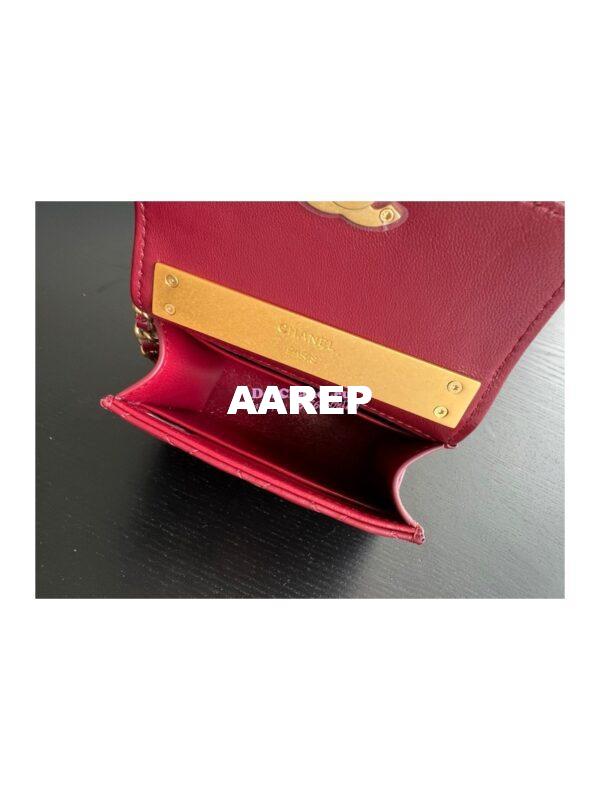 Replica Chanel Clutch With Chain in Lambskin with Enamel Handle AP2944 Bordeaux Red 11