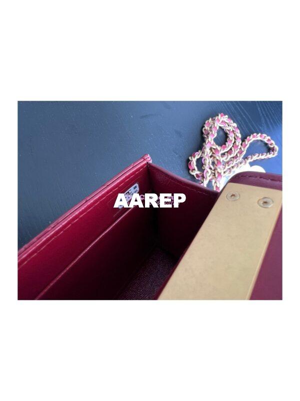 Replica Chanel Clutch With Chain in Lambskin with Enamel Handle AP2944 Bordeaux Red 12