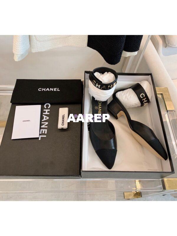 Replica Chanel Gold Letter Ankle Strap Goatskin w Grossgrain 20mm G02819v Black 2