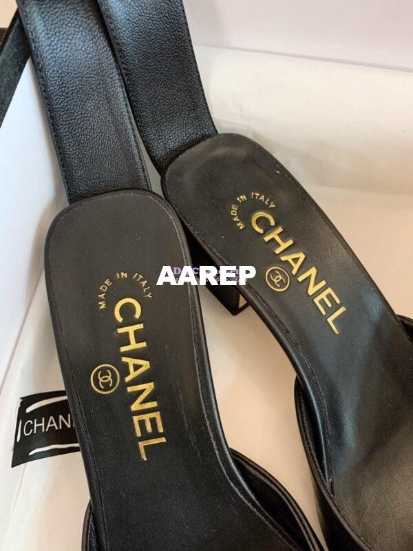 Replica Chanel Gold Letter Ankle Strap Goatskin w Grossgrain 20mm G02819v Black 8