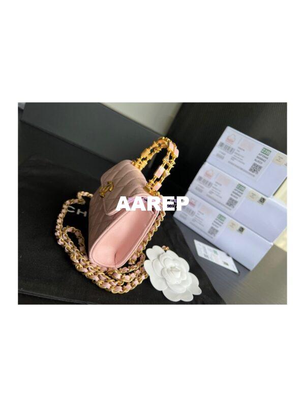 Replica Chanel Clutch With Chain in Lambskin with Enamel Handle AP2944 Light Pink 8
