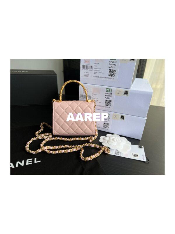 Replica Chanel Clutch With Chain in Lambskin with Enamel Handle AP2944 Light Pink 9