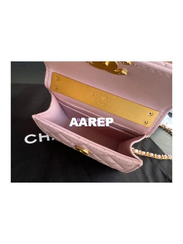 Replica Chanel Clutch With Chain in Lambskin with Enamel Handle AP2944 Light Pink 11