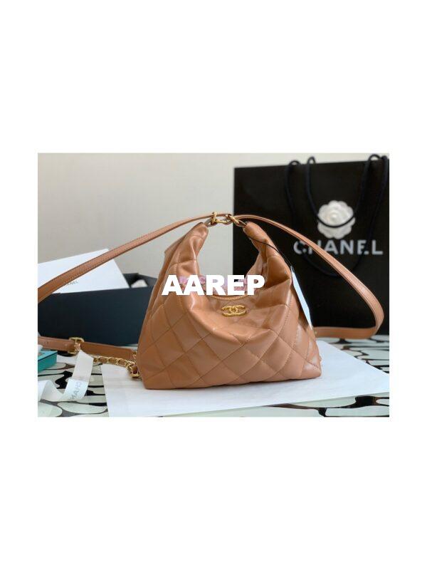 Replica Chanel Hobo Bag in Lambskin AS3487 Caramel 3