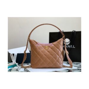 Replica Chanel Hobo Bag in Lambskin AS3487 Caramel 2