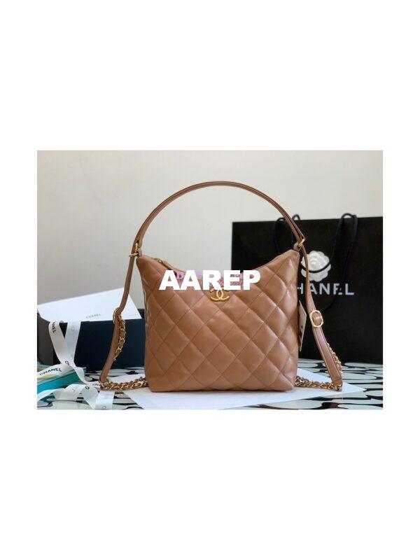 Replica Chanel Hobo Bag in Lambskin AS3487 Caramel 4