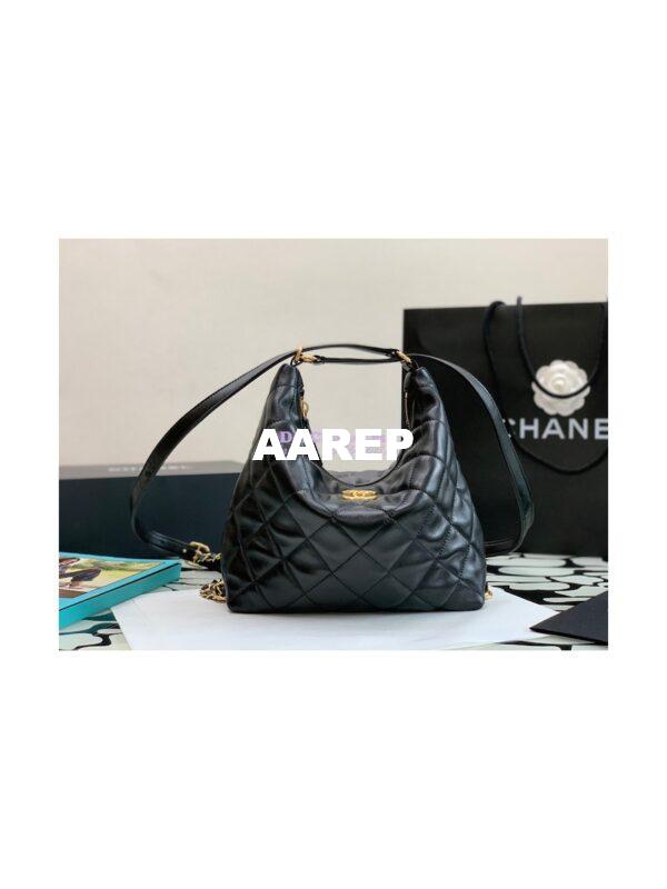 Replica Chanel Hobo Bag in Lambskin AS3487 Black