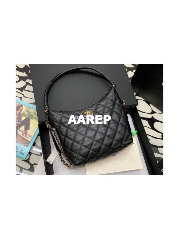 Replica Chanel Hobo Bag in Lambskin AS3487 Black 2