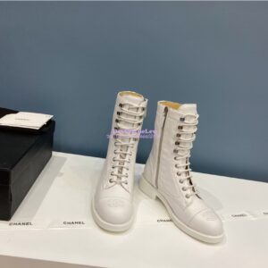 Replica Chanel Lace-Ups Lambskin & Calfskin G34953 White