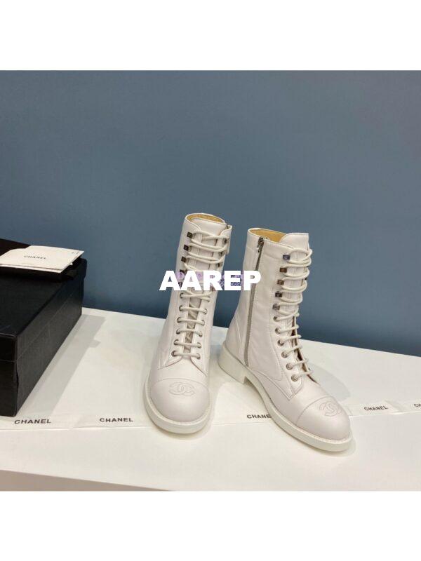 Replica Chanel Lace-Ups Lambskin & Calfskin G34953 White 3